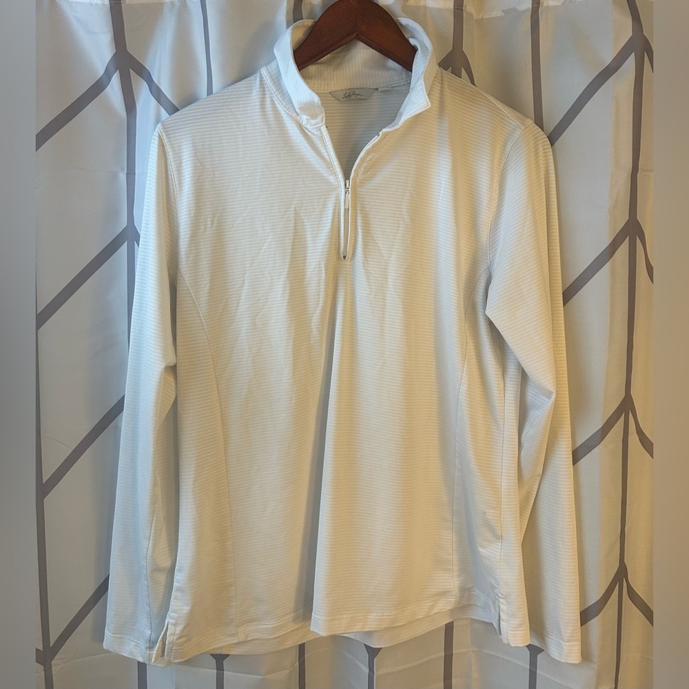 Lady Hagen White Long Sleeve Women's Quarter Zip Pullover